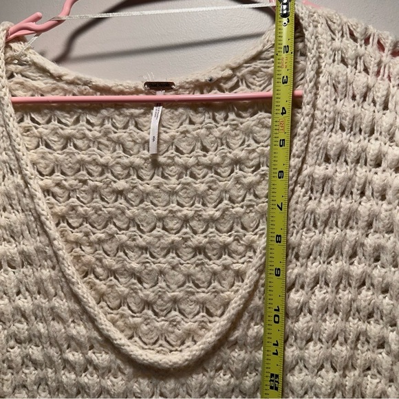 Free People Crashing Waves Pullover Cream Acrylic/Wool Oversized Knit Chunky S - Picture 14 of 16